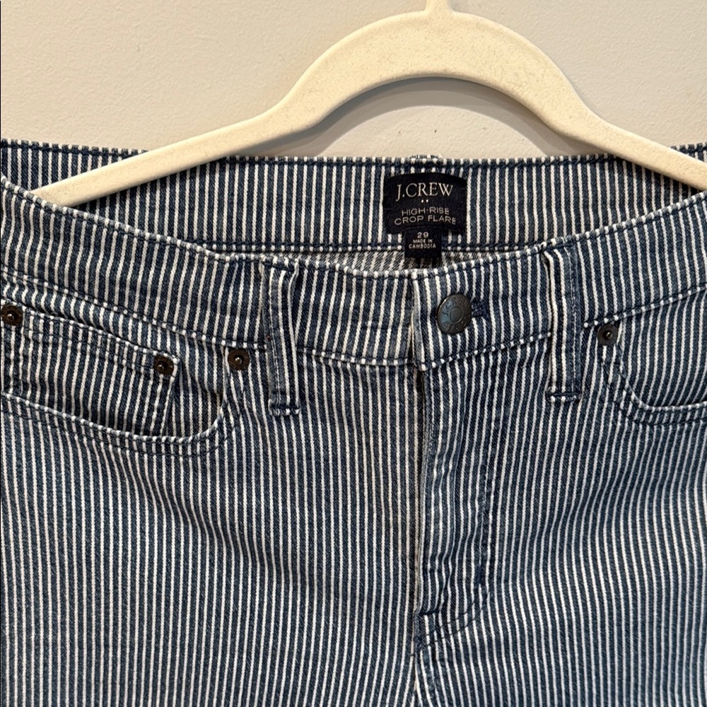 J. Crew Blue High-Rise Jeans with Striped Design